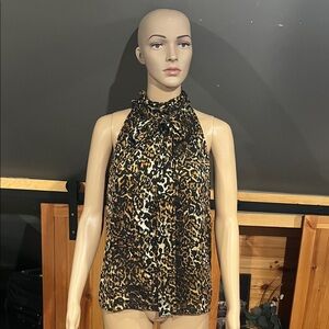 Torn by Ronny Kobo Animal Print Halter TOP
